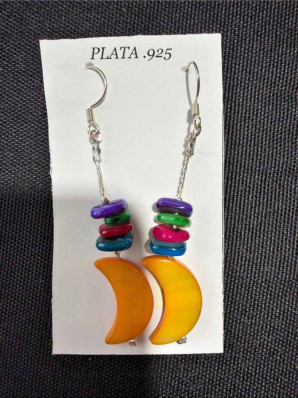 Moon Charm Earrings in Yellow & Purple Like New